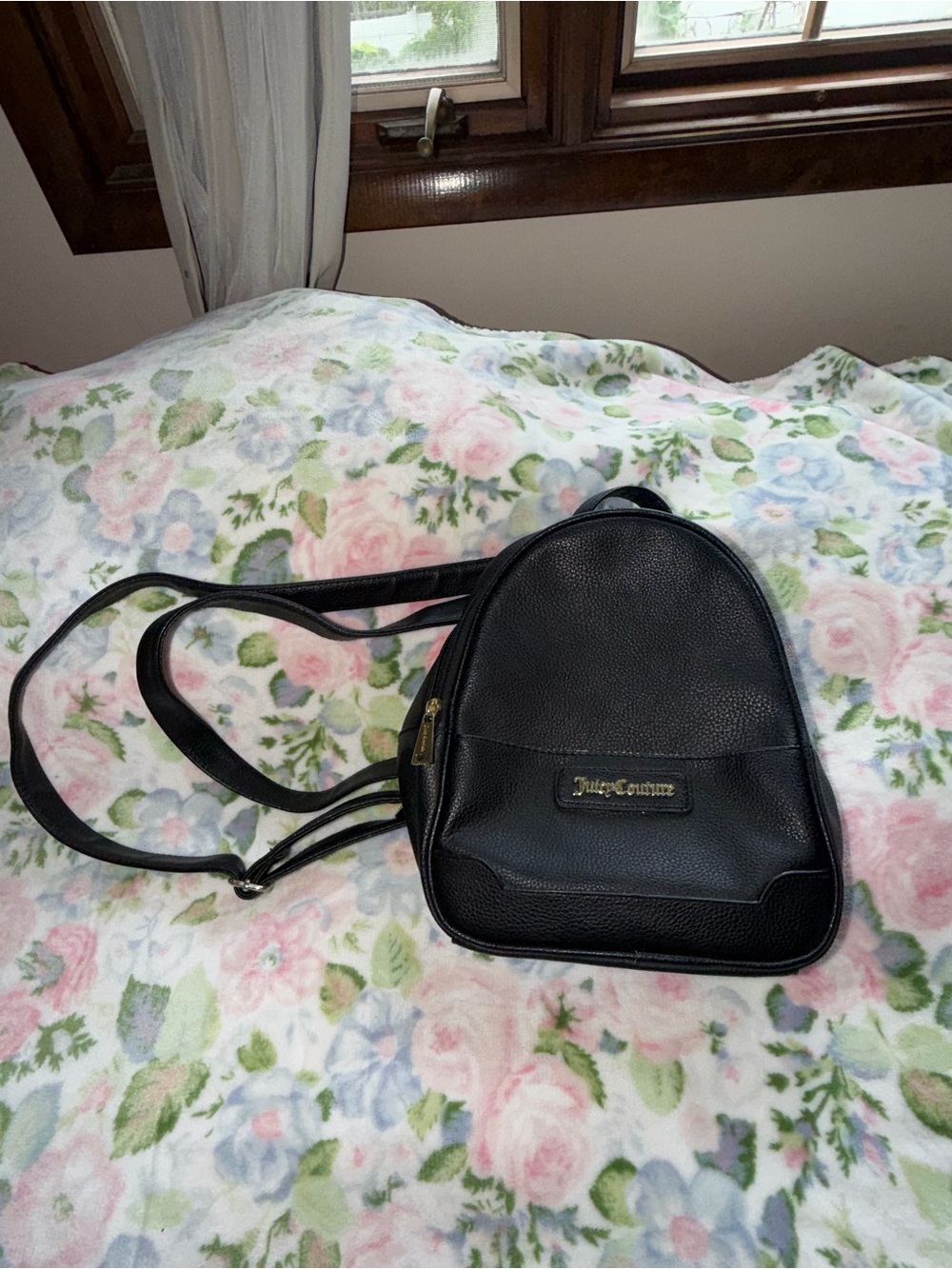 Juicy Couture Black Mini Backpack with Gold Hardware